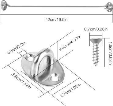 Preview: Sturmhaken 40cm Windhaken Edelstahl Kabinenhaken Solider Lang
