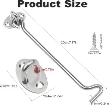 Sturmhaken 20cm Windhaken Edelstahl Kabinenhaken Solider Lang