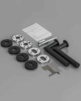 Preview: Türgriffe Aussentür Türklinke Türgriff-Set Edelstahl Toilette Die Form von L PZ-Profilzylinder Schwarz