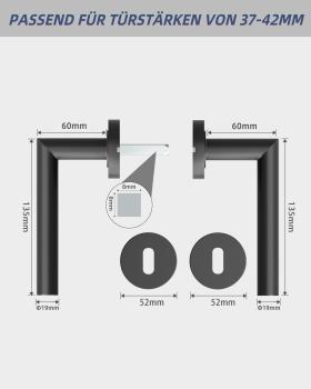 Preview: Türgriffe Innentüren Türklinke Türgriff-Set Edelstahl Toilette Die Form von L BB-Buntbart Schwarz