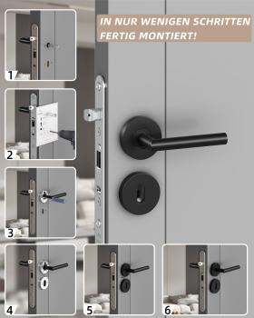 Preview: Türgriffe Innentüren Türklinke Türgriff-Set Edelstahl Toilette Die Form von L BB-Buntbart Schwarz