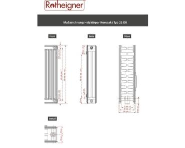 Preview: Kompaktheizkörper Rotheigner Typ DK (22) 600x800 mm 4-fach mit Befestigungslaschen