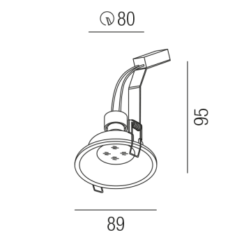 Preview: Einbauleuchte Spot STR OSCURO 230V rund/starr/blendfrei/weiss dm89/ET95/Loch: 80mm/für 1xGU10 230V 50W