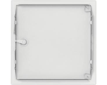 Preview: Revisionstür 600x600mm Stahlblech verzinkt weiß RAL 9016 mit versenktem 4-Kantverschluß und 1-teiliger Rahmen
