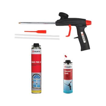Würth Schaum-Set Maxi PUR 65 14-teilig (12x1K-Schaum Pur 65, 1x Reiniger, 1x Purlogic 100)