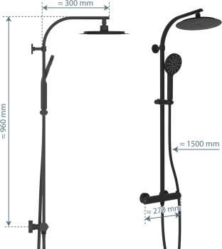 Preview: Schütte Überkopfbrause-Set Madura Fresh Schwarz Matt