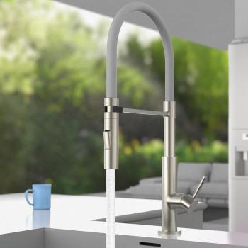 Preview: Schütte 23138 Design Edelstahl/Schwarz Spültischarmatur mit auswechselbaren Soft Touch Schlauch