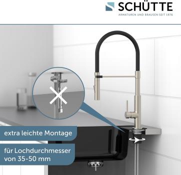 Preview: Schütte 23138 Design Edelstahl/Schwarz Spültischarmatur mit auswechselbaren Soft Touch Schlauch