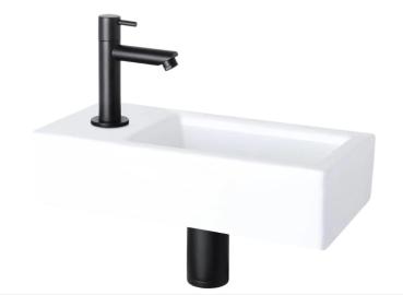 Waschbecken WC SET 40x22x11,5 cm Keramik mit Wasserhahn Schwarz