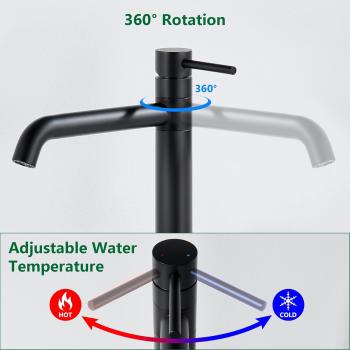 Preview: Waschtischarmatur schwarz 317x230x99,5mm 360° Drehbarer Einhebel - Kelleria