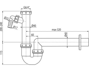 Preview: Siphon Alca für Küchenspüle 1 1/2"x40 mm