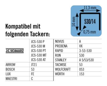 Preview: Tackerklammer JC Schwarz 530/14, 5000 Stk.