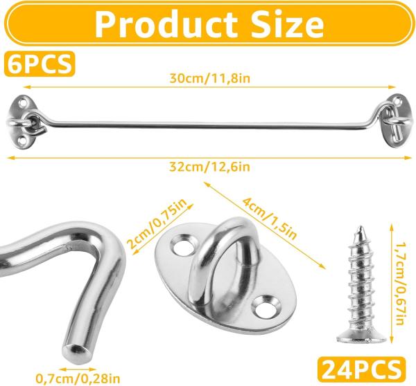 Sturmhaken 30cm Windhaken Edelstahl Kabinenhaken Solider Lang