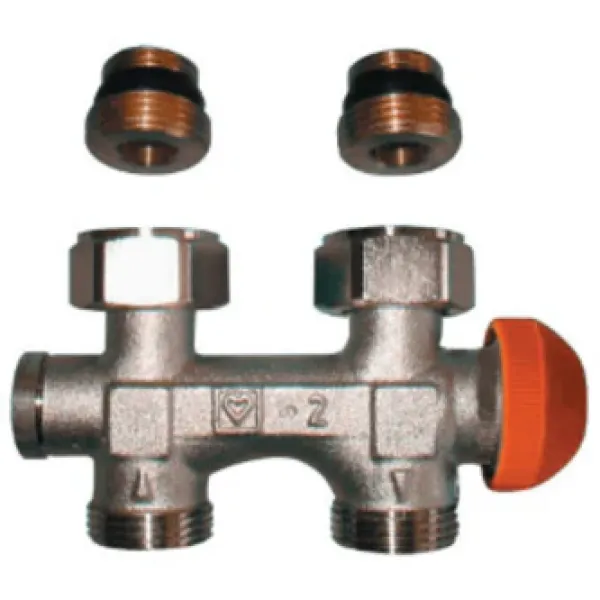 Heizkörperzweirohranschluss Herz 1/2" gerade nach unten