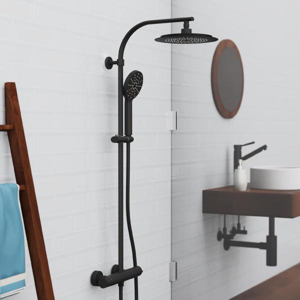 Schütte Überkopfbrause-Set Madura Fresh Schwarz Matt